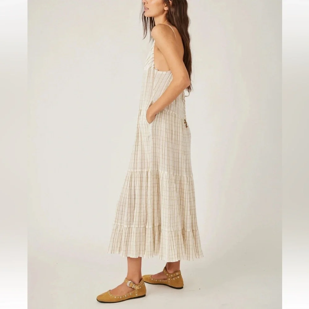 Free People Marigold Maxi Cotton Gauze Dress In Canvas Combo